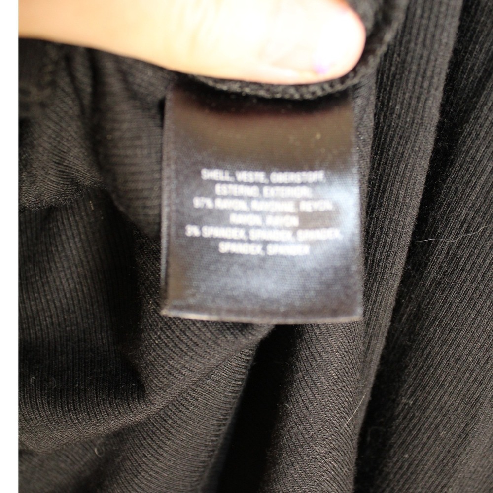 Akemi & Kim Anthropologie Black Ribbed Oversized Black V Neck Top Ruffle Sleeves - Picture 10 of 10